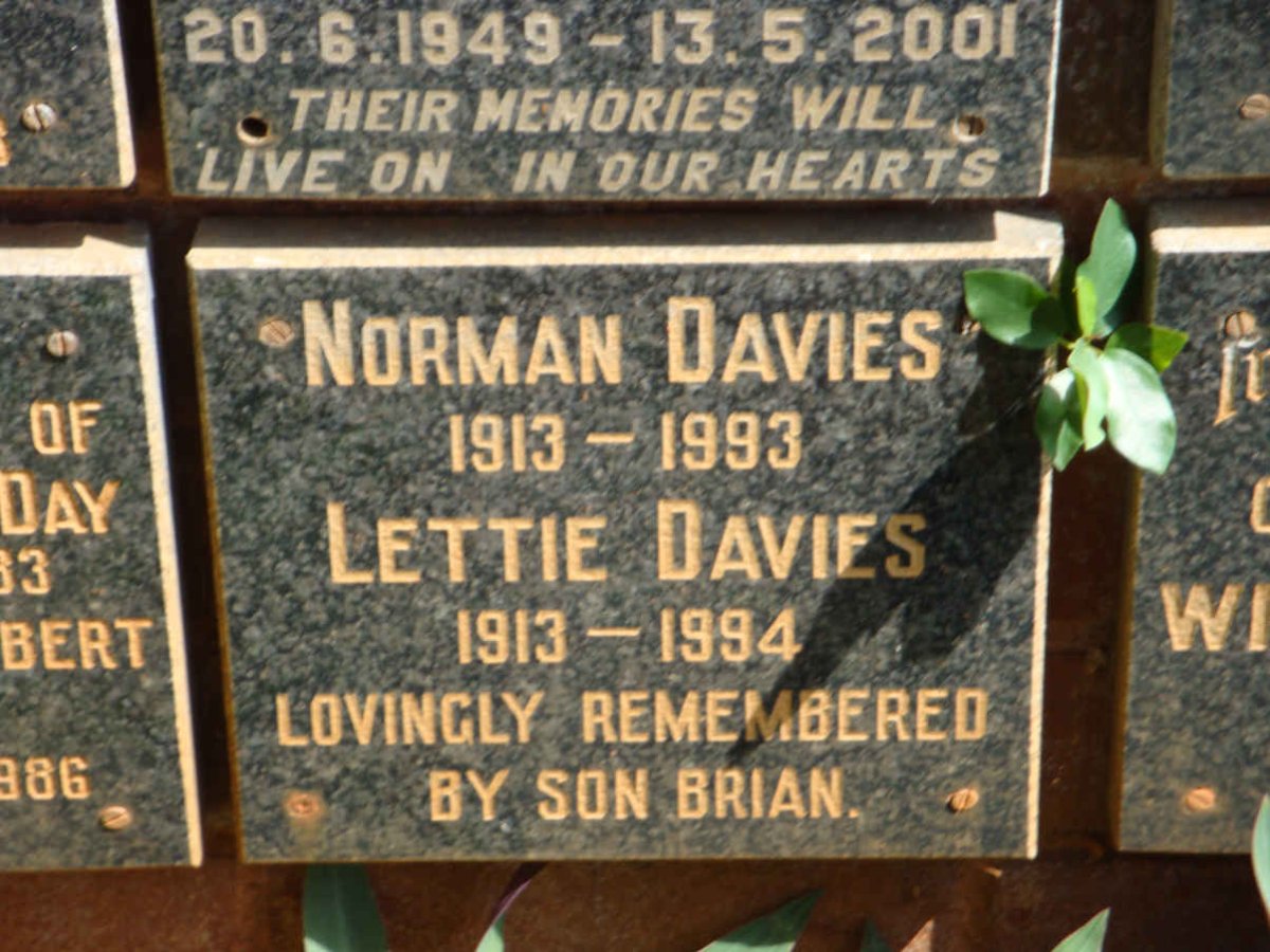 DAVIES Norman 1913-1993 &amp; Lettie 1913-1994
