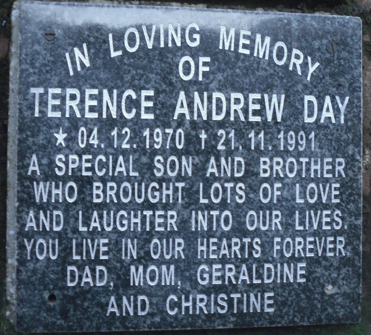 DAY Terence Andrew 1970-1991