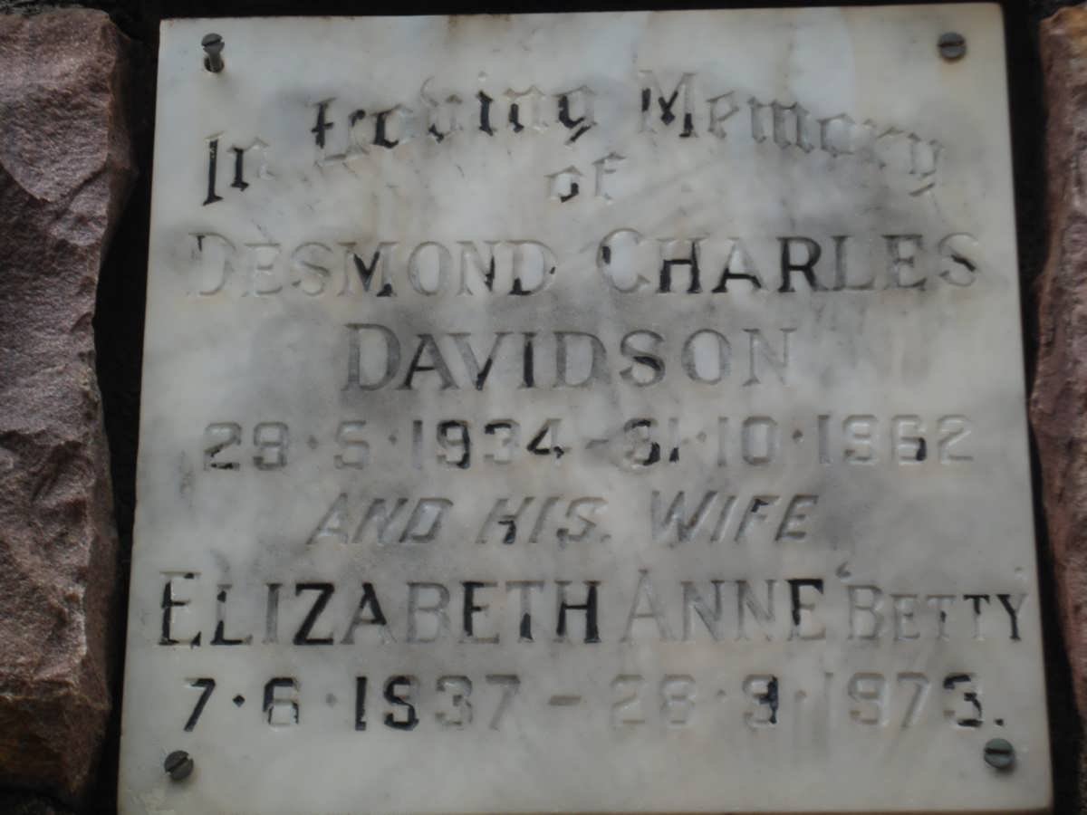 DAVIDSON Desmond Charles 1934-1962 &amp; Elizabeth Ann 1937-1973