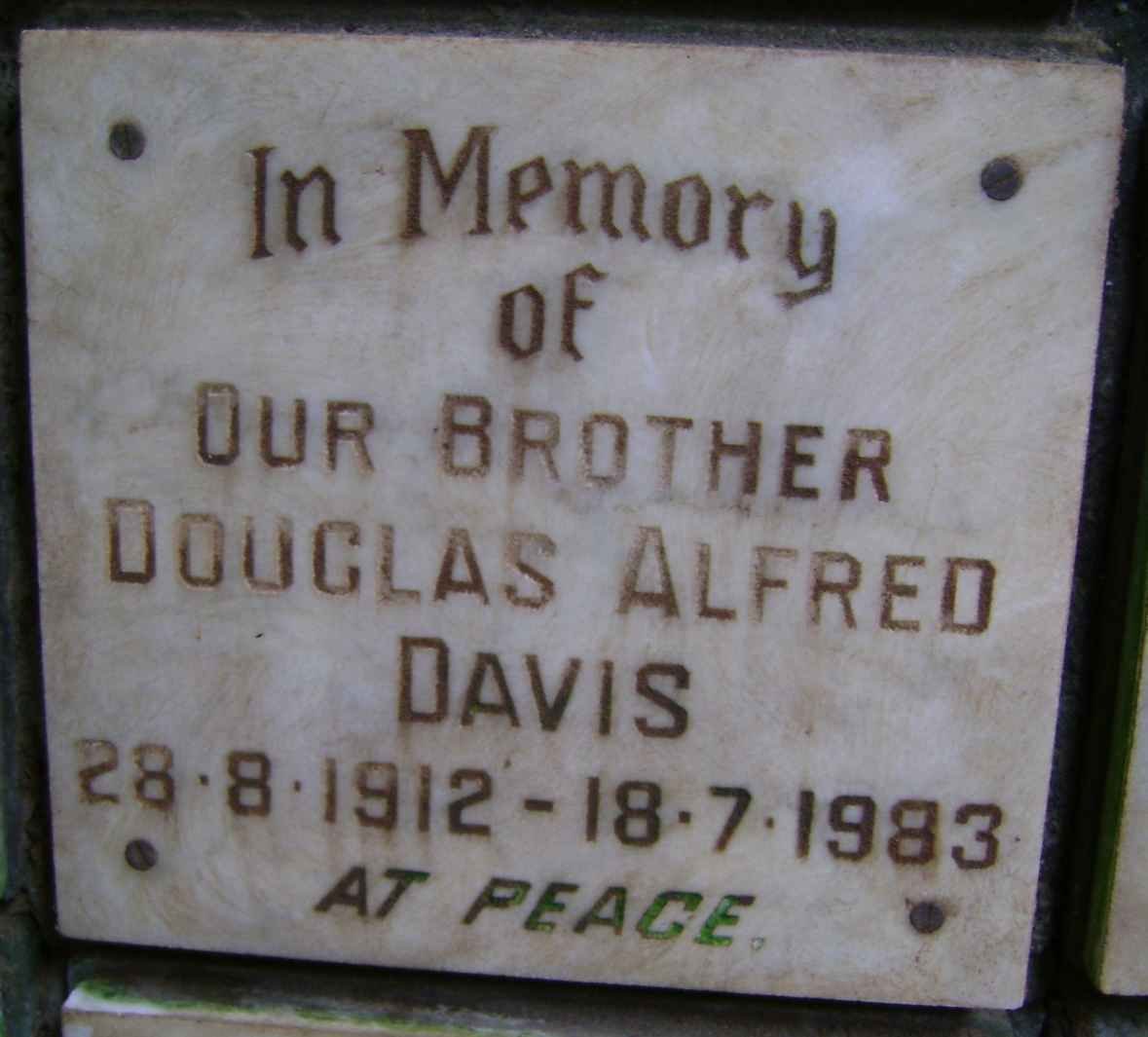 DAVIS Douglas Alfred 1912-1983