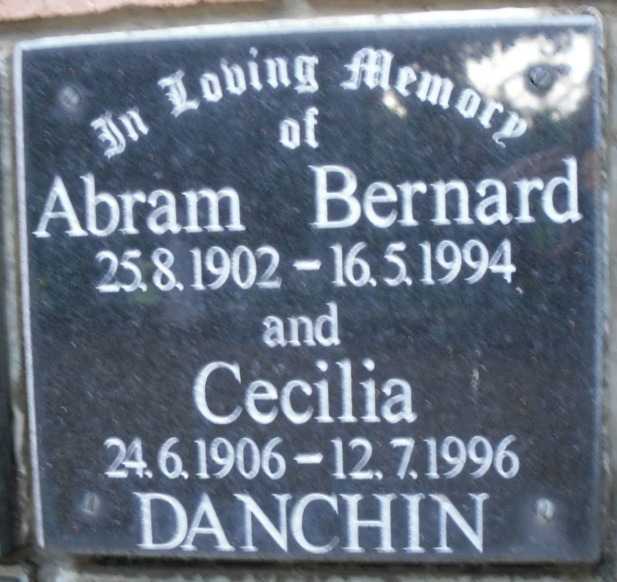 DANCHIN Abram Bernard 1902-1994 &amp; Cecilia 1906-1996
