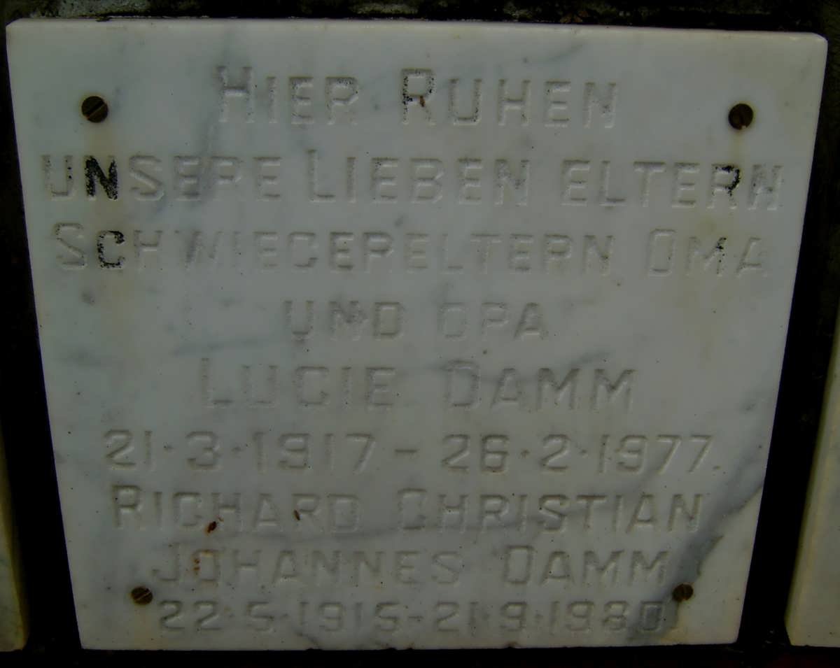 DAMM Richard Christian Johannes 1915-1980 &amp; Lucie 1917-1977