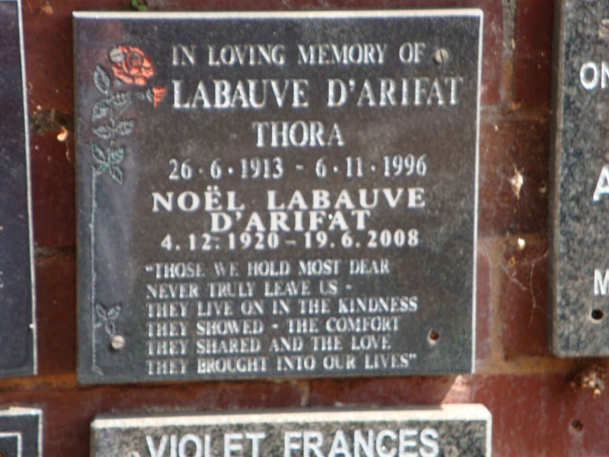 D'ARIFAT Noël, Labauve 1920-2008 &amp; Thora 1913-1996