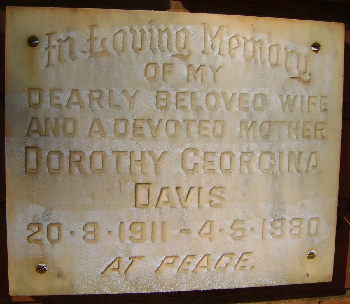 DAVIS Dorothy Georgina 1911-1980