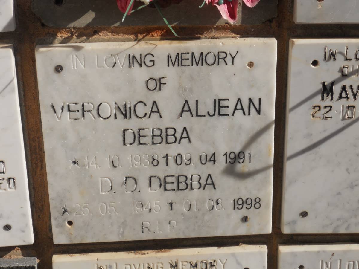 DEBBA Veronica Aljean 1938-1991 :: DEBBA D.D. 1945-1998