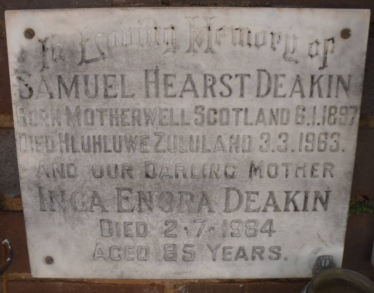 DEAKIN Samuel Hearst 1897-1963 &amp; Inga Enora -1984