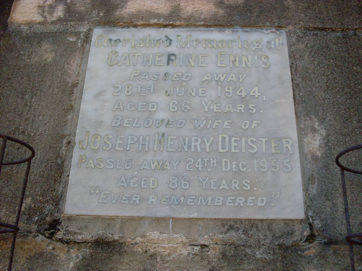 DEISTER Joseph Henry -1955 &amp; Catherine Ennis -1944