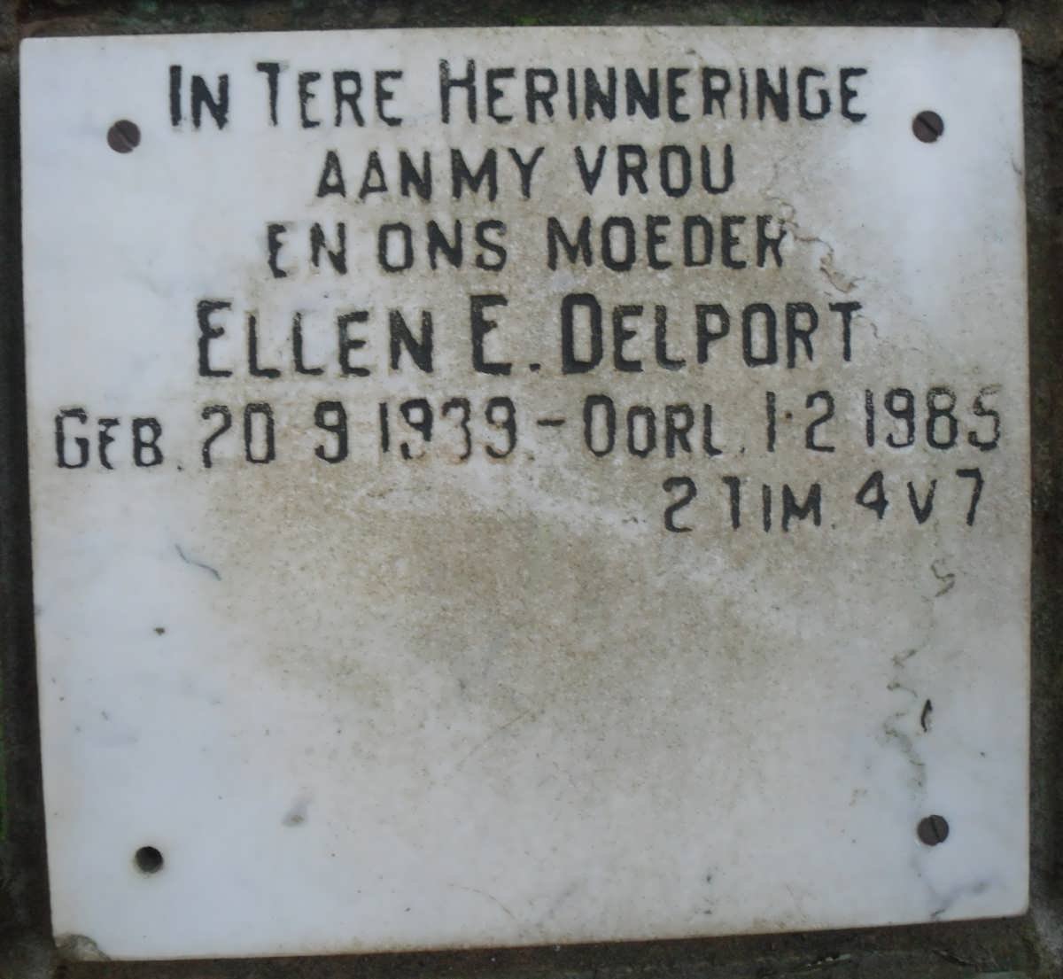 DELPORT Ellen E. 1939-1985