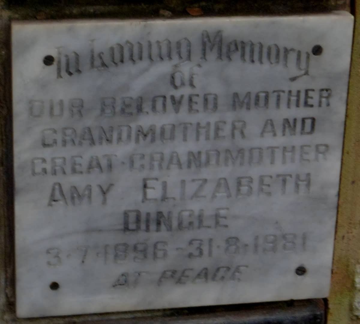 DINGLE Amy Elizabeth 1896-1981