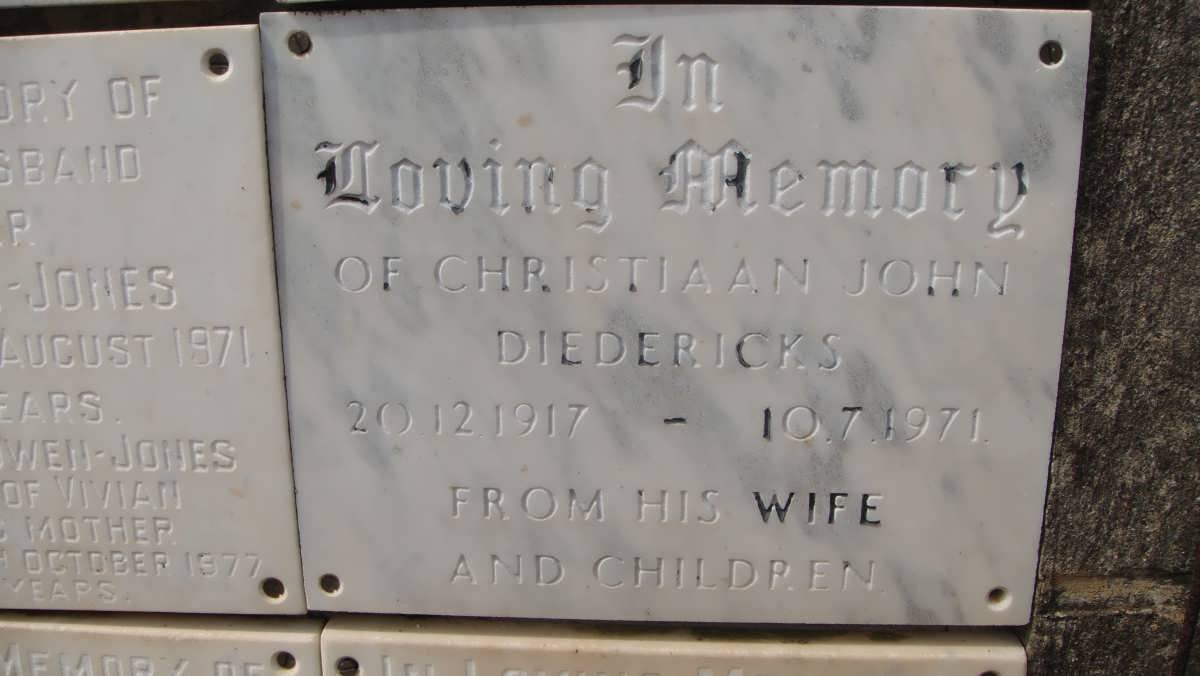 DIEDERICKS Christiaan John 1917-1971