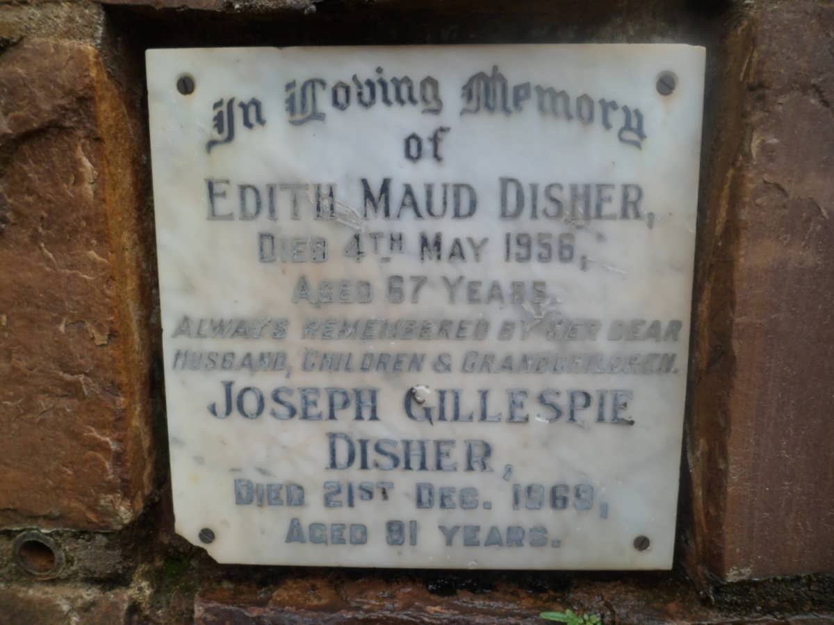 DISHER Joseph Gillespie -1969 &amp; Ethel Maud -1956