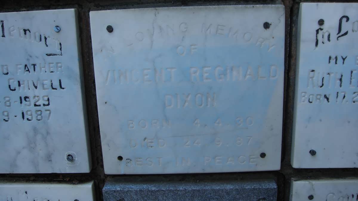 DIXON Vincent Reginald  1930-1987