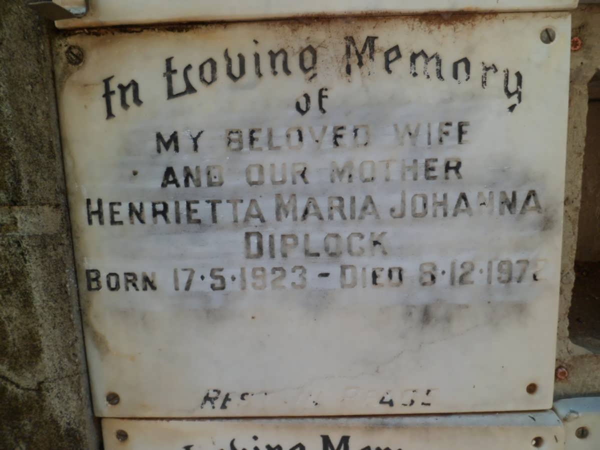 DIPLOCK Henrietta Maria Johanna 1923-1972