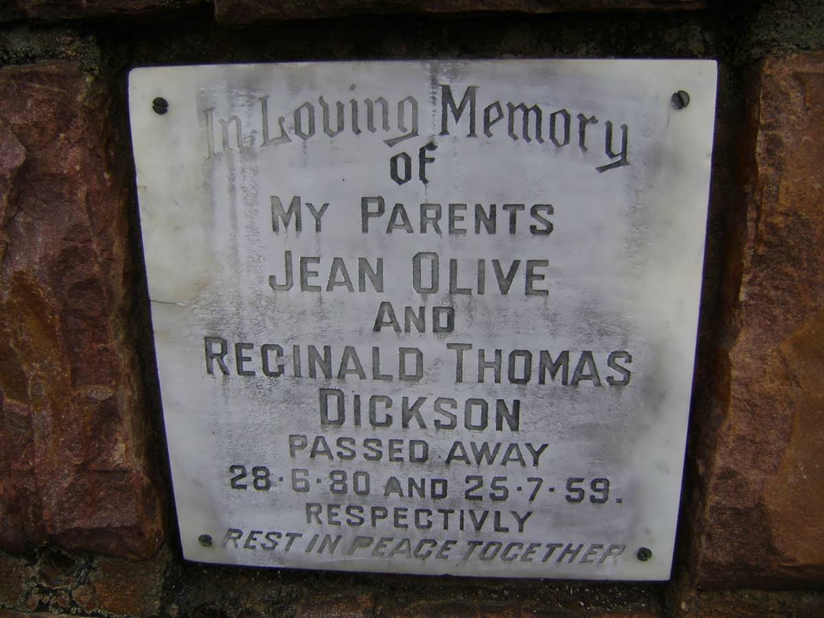 DICKSON Reginald Thomas -1959 &amp; Jean Olive -1980