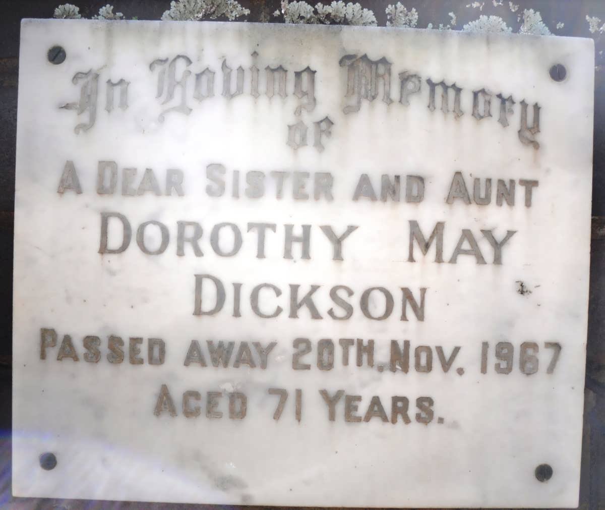 DICKSON Dorothy May -1967