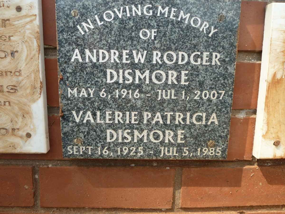 DISMORE Andrew Rodger 1916-2007 &amp; Valerie Patricia 1925-1985