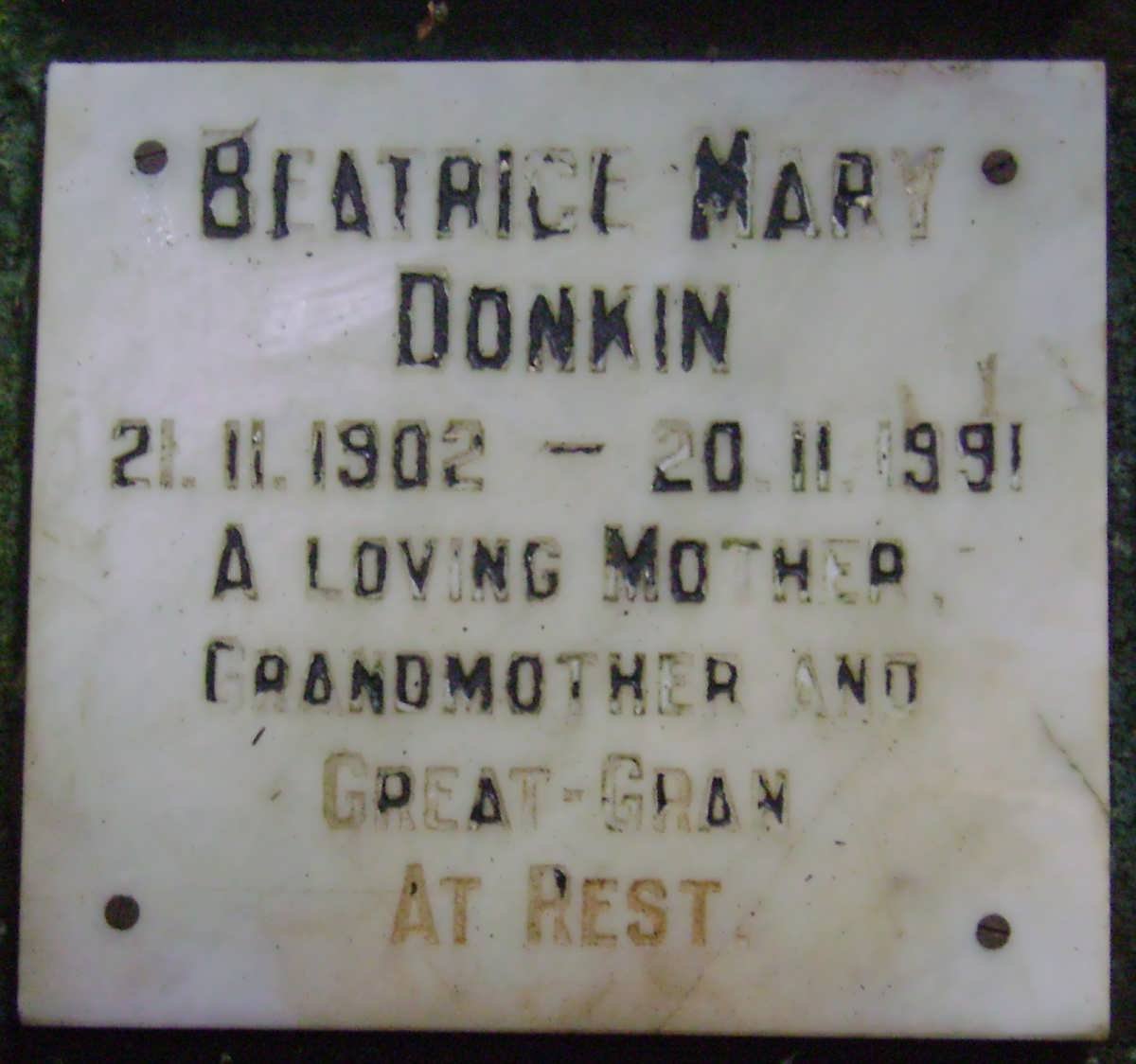 DONKIN Beatrice Mary 1902-1991