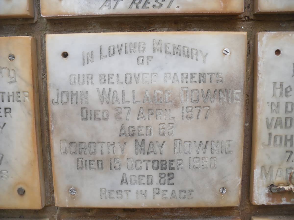 DOWNIE John Wallace -1977 &amp; Dorothy May -1990