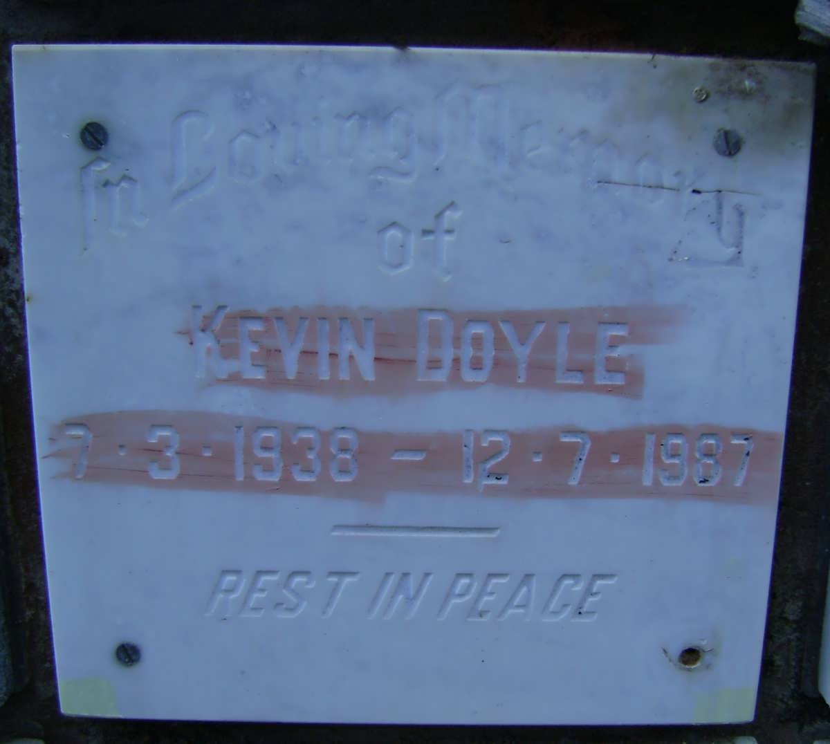 DOYLE Kevin 1938-1987