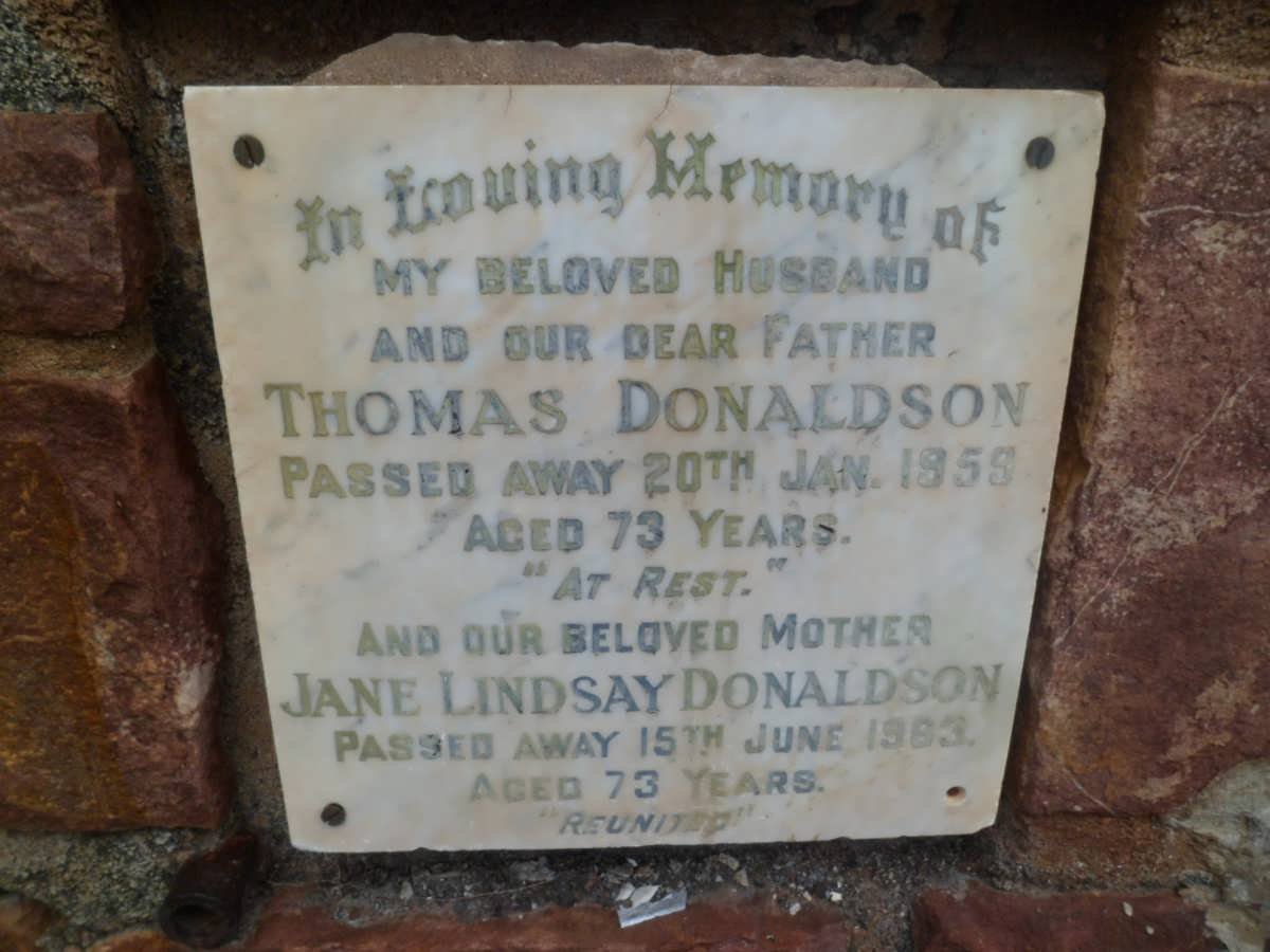 DONALDSON Thomas -1958 &amp; Jane Lindsay -1963