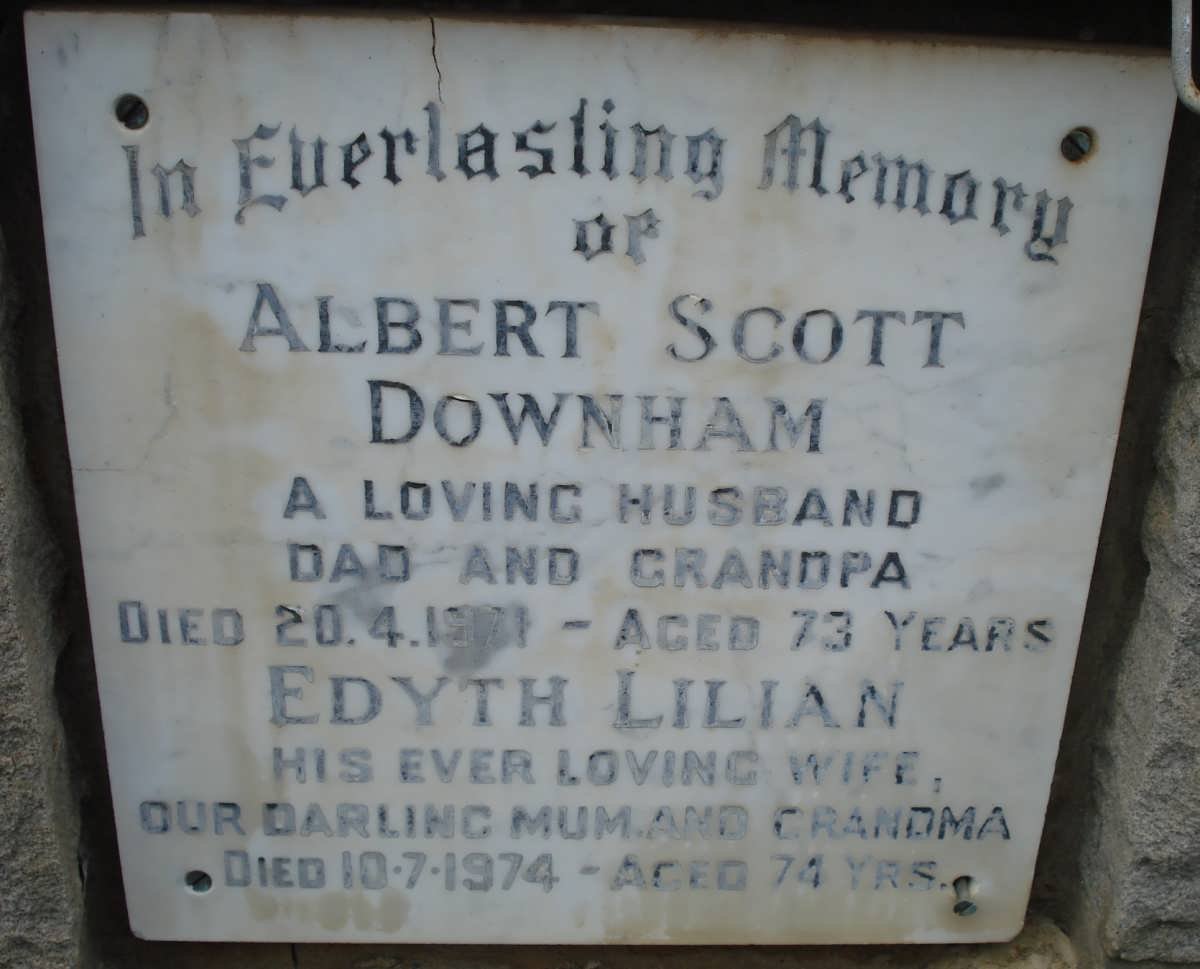 DOWNHAM Albert Scott -1971 &amp; Edyth Lilian -1974