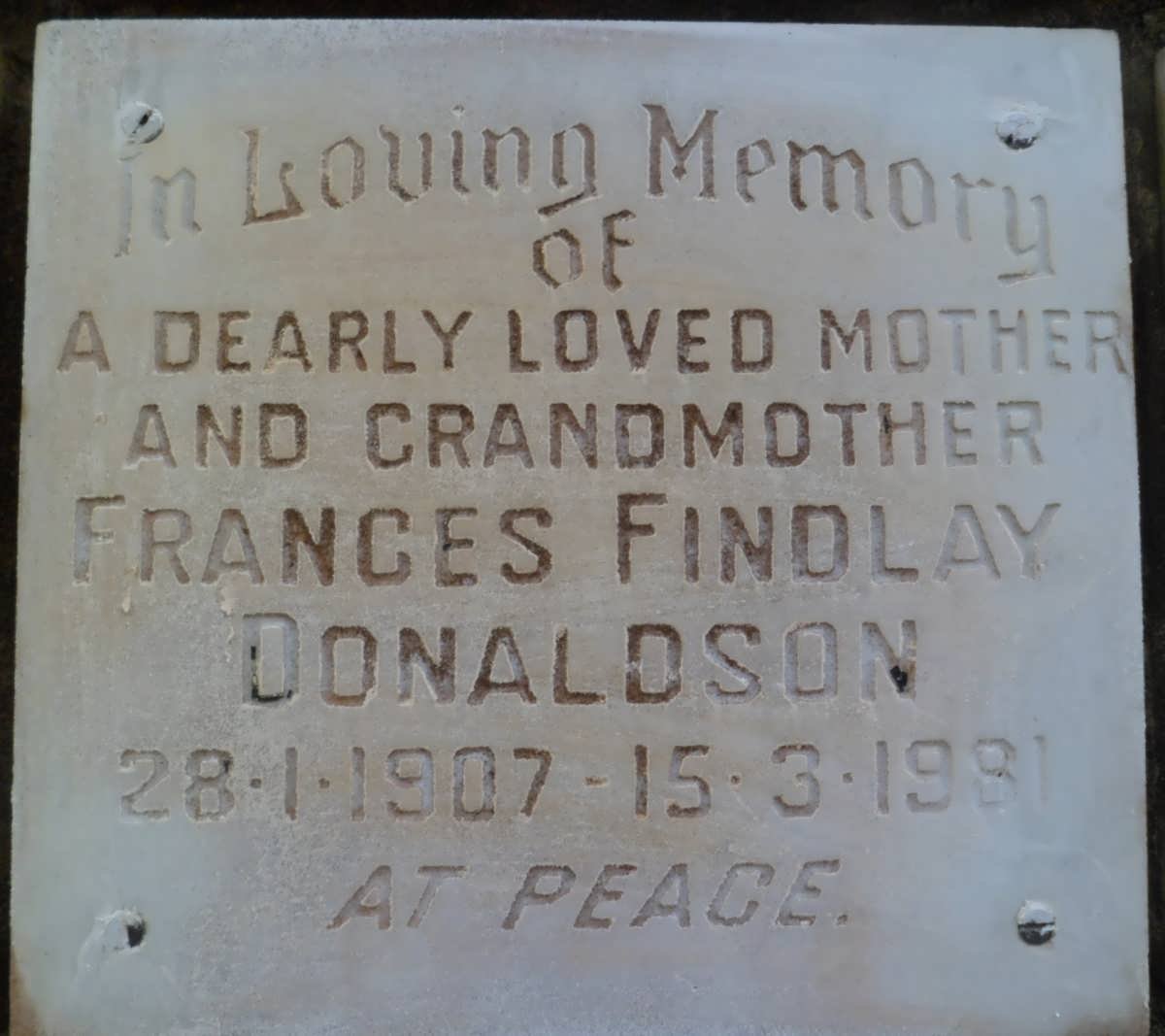 DONALDSON Frances Findlay 1907-1981
