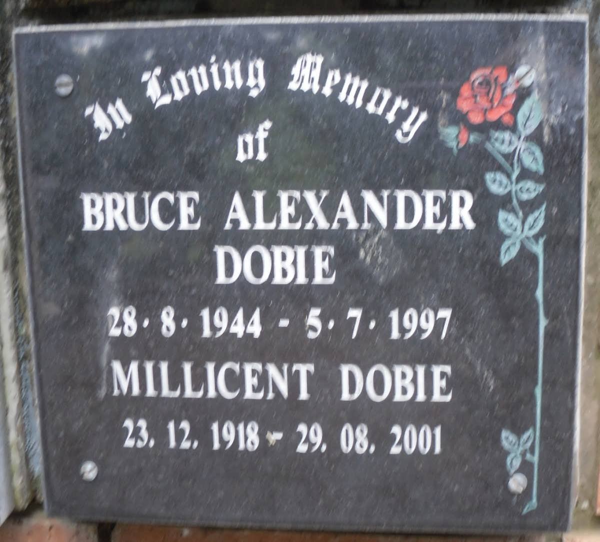 DOBIE Bruce Alexander 1944-1997 &amp; Millicent 1918-2001