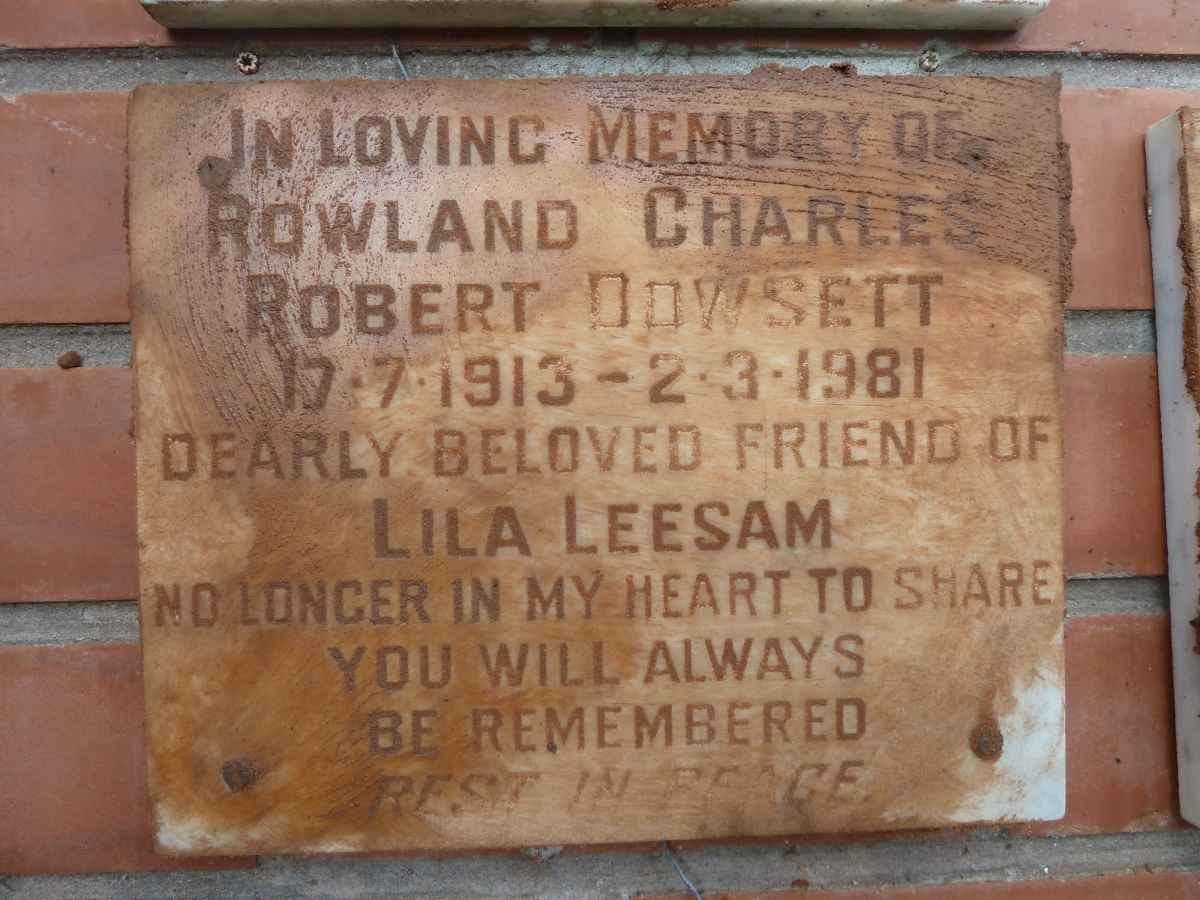 DOWSETT Rowland Charles Robert 1913-1981