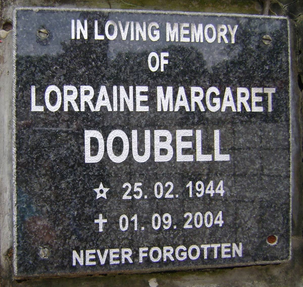 DOUBELL Lorraine Margaret 1944-2004