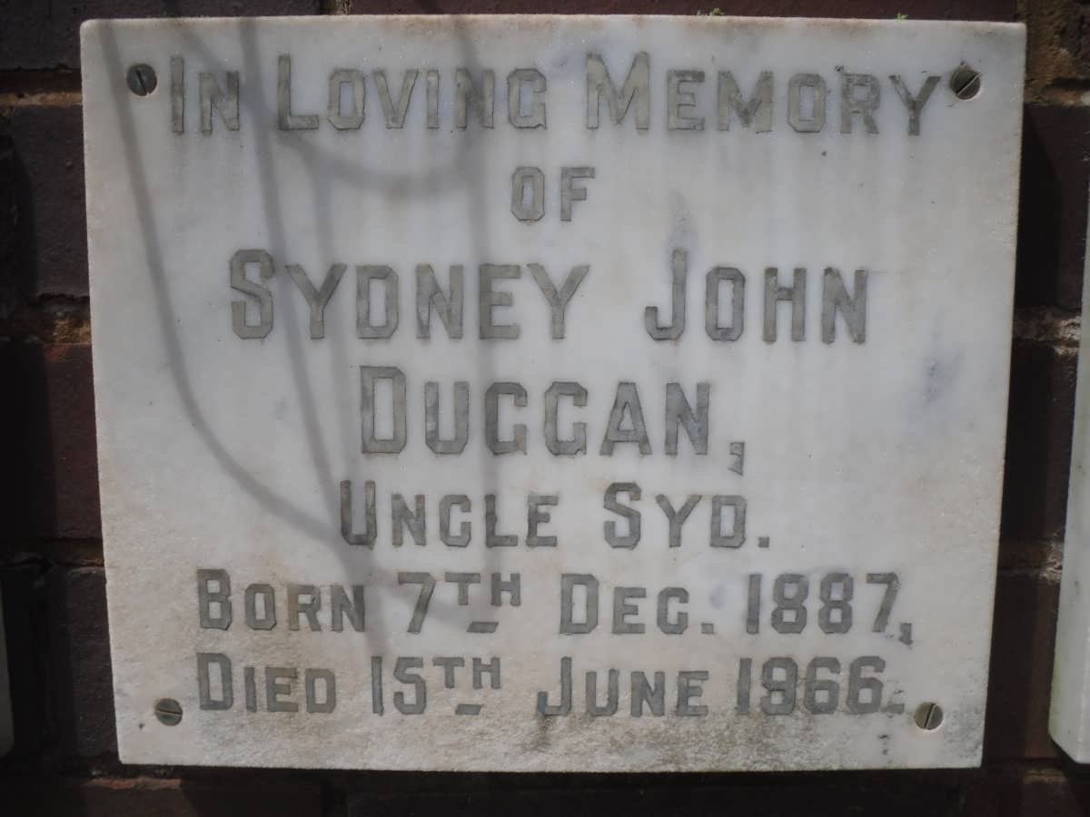 DUGGAN Sydney John 1887-1966