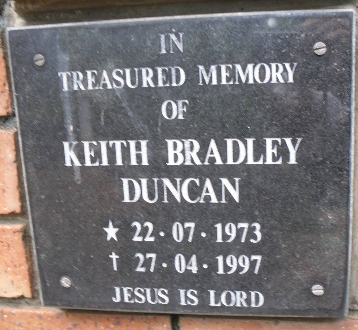 DUNCAN Keith Bradley 1973-1997