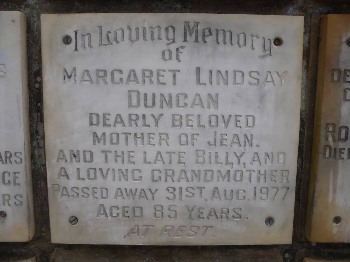 DUNCAN Margaret Lindsay -1977