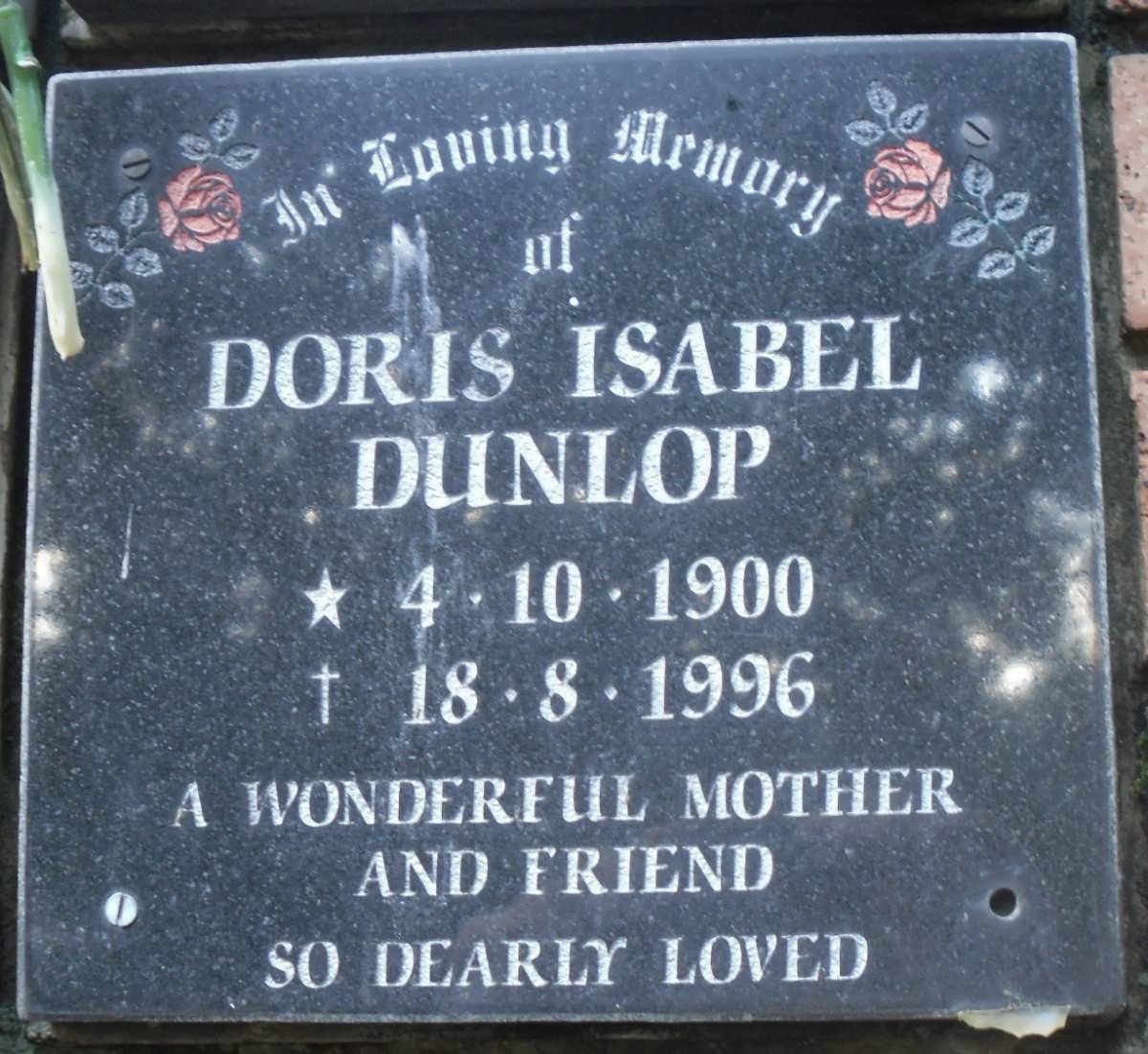 DUNLOP Doris Isabel 1900-1996