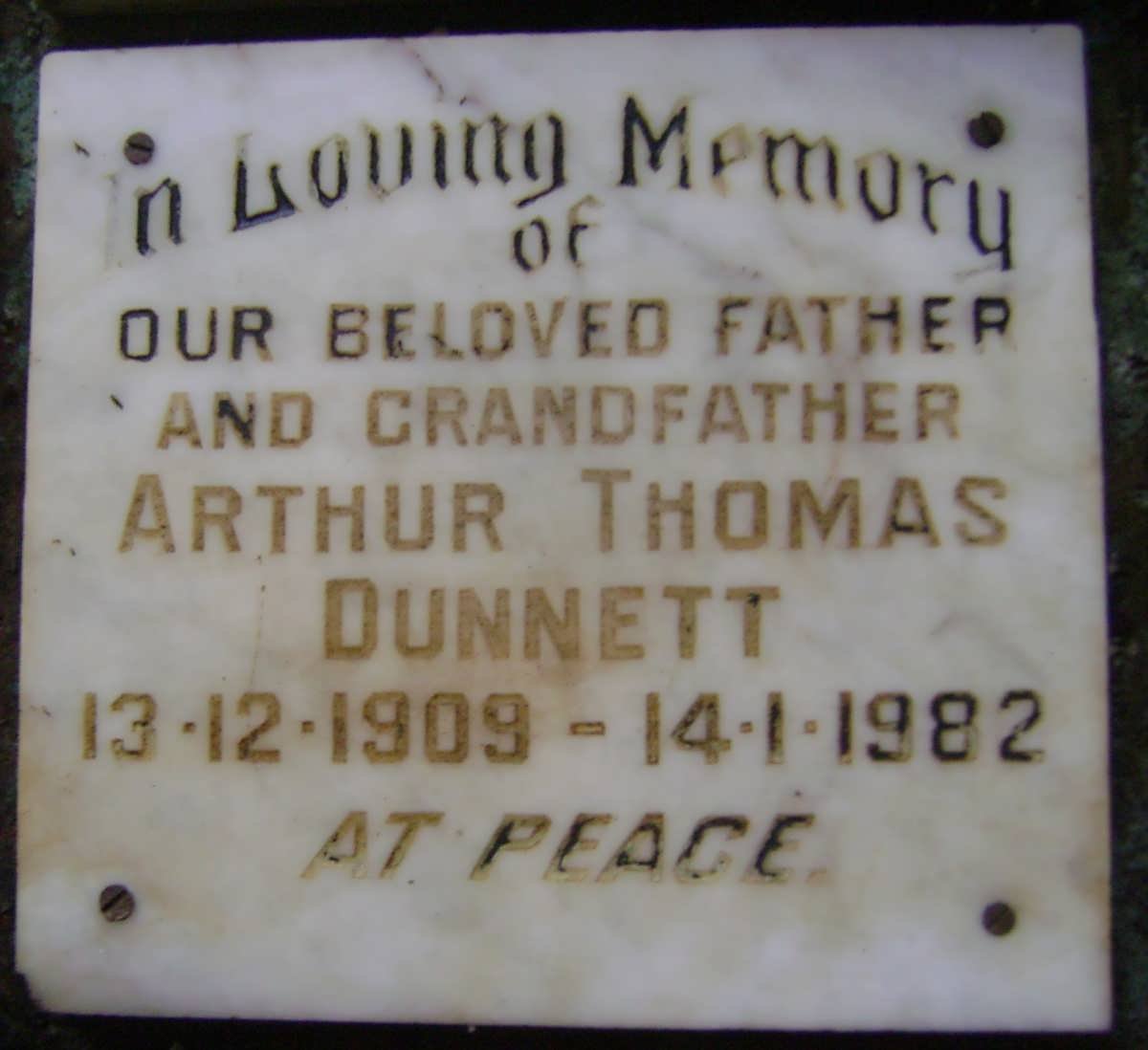 DUNNETT Arthur Thomas 1909-1982