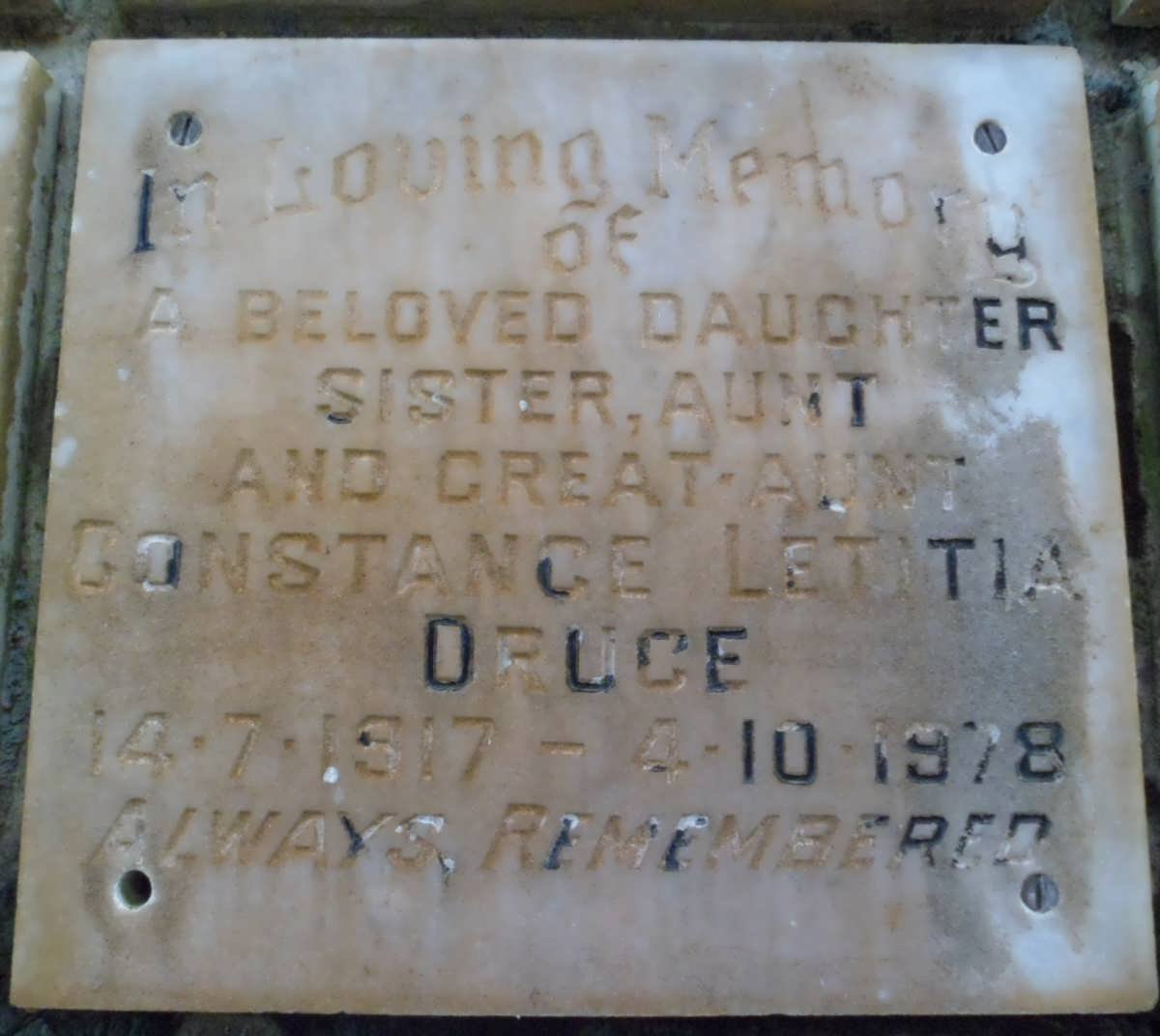 DRUCE Constance Letitia 1917-1978