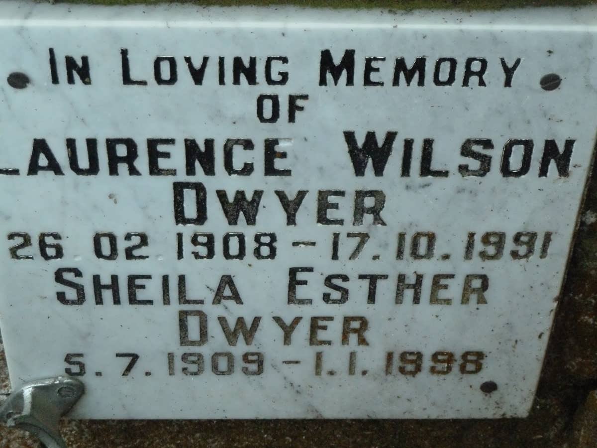 DWYER Laurence Wilson 1908-1991 &amp; Sheila Esther 1909-1998