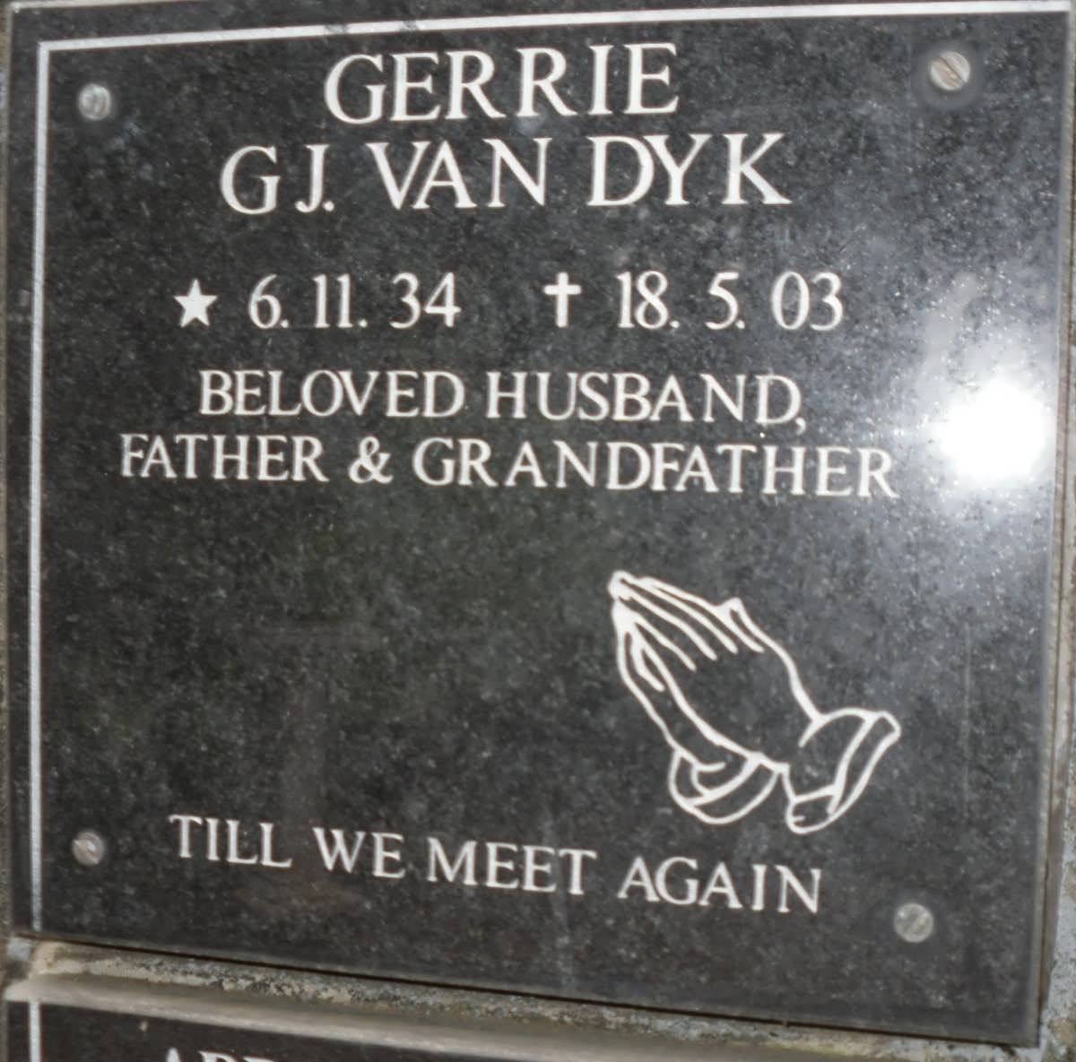 DYK G.J., van 1934-2003