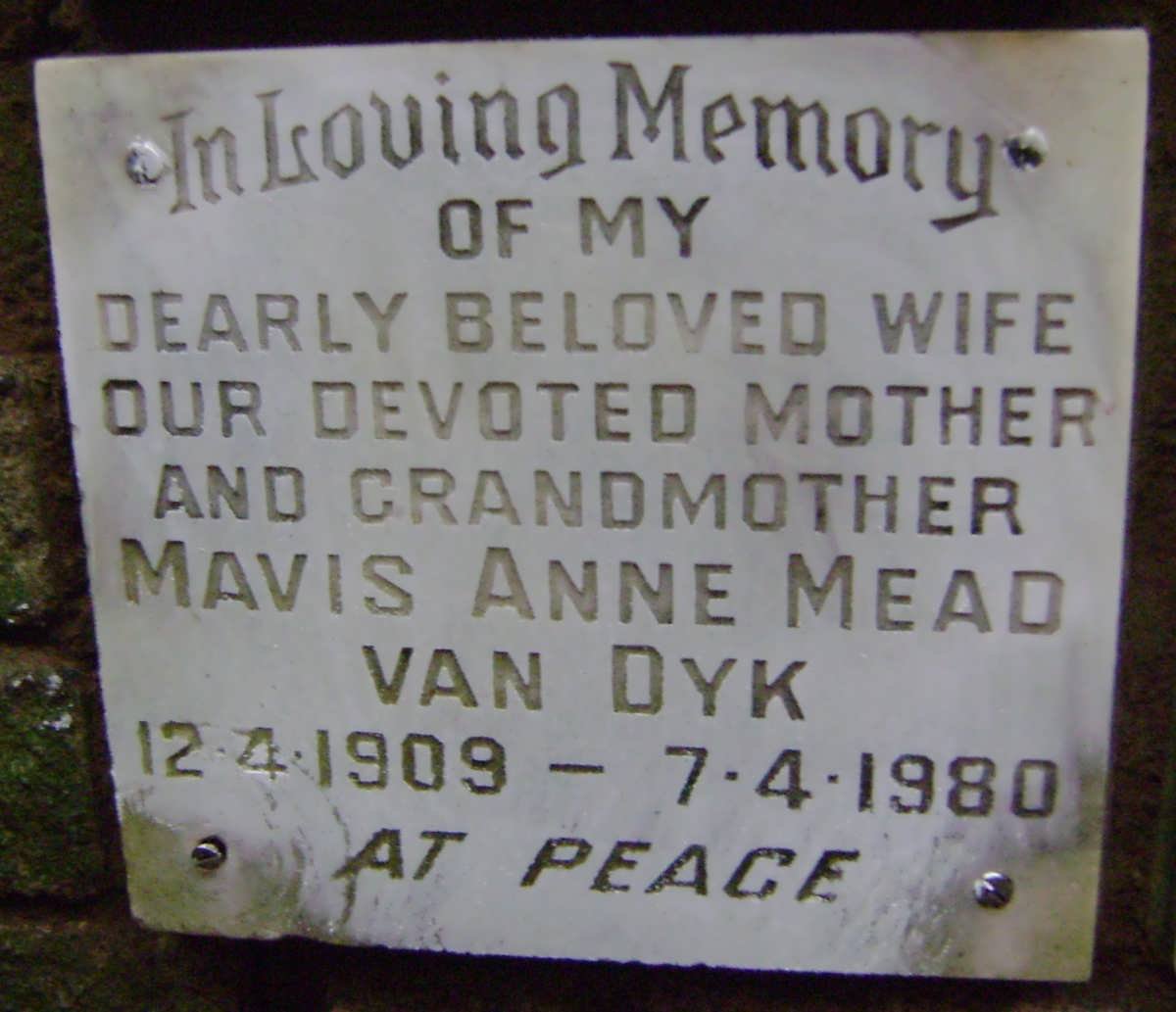 DYK Mavis Anne Mead, van 1909-1980