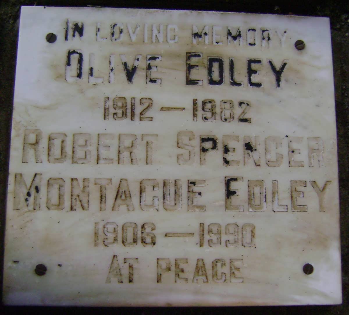 EDLEY Robert Spencer Montague 1906-1990 &amp; Olive 1912-1982