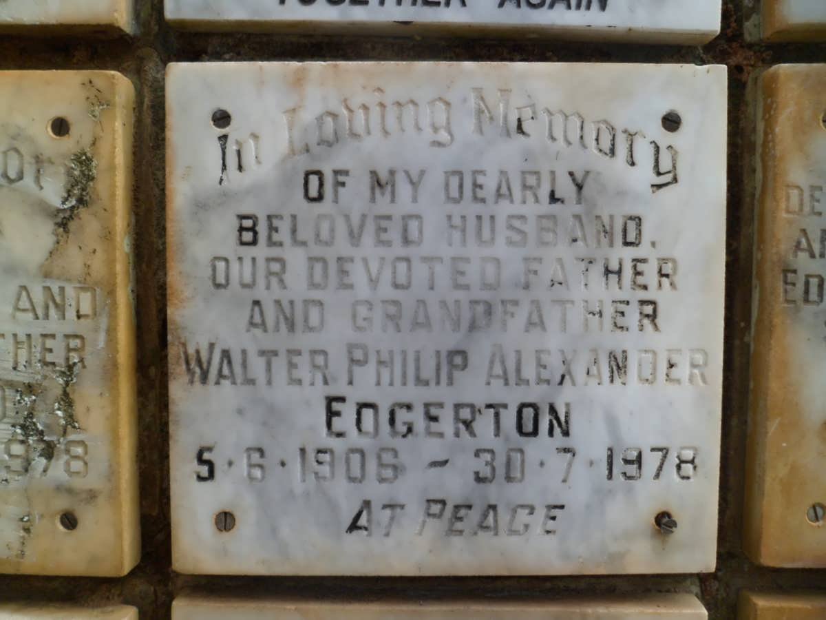 EDGERTON Walter Philip Alexander 1906-1978