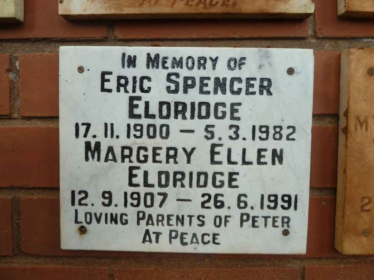 ELDRIDGE Eric Spencer 1900-1982 &amp; Margery Ellen 1907-1991