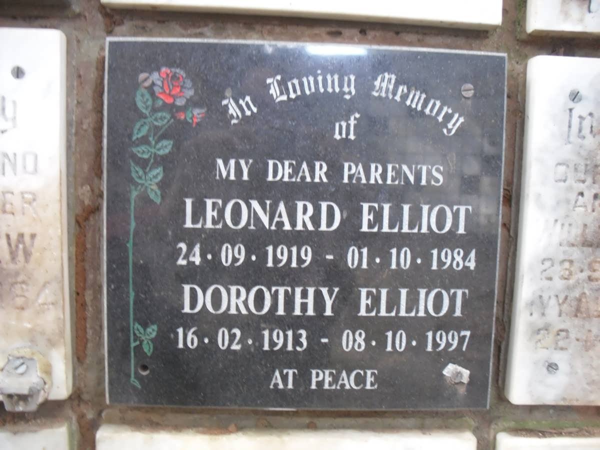ELLIOT Leonard 1919-1984 &amp; Dorothy 1913-1997