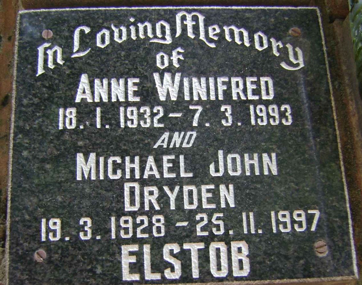 ELSTOB Michael John Dryden 1928-1997 &amp; Anne Winifred 1932-1993