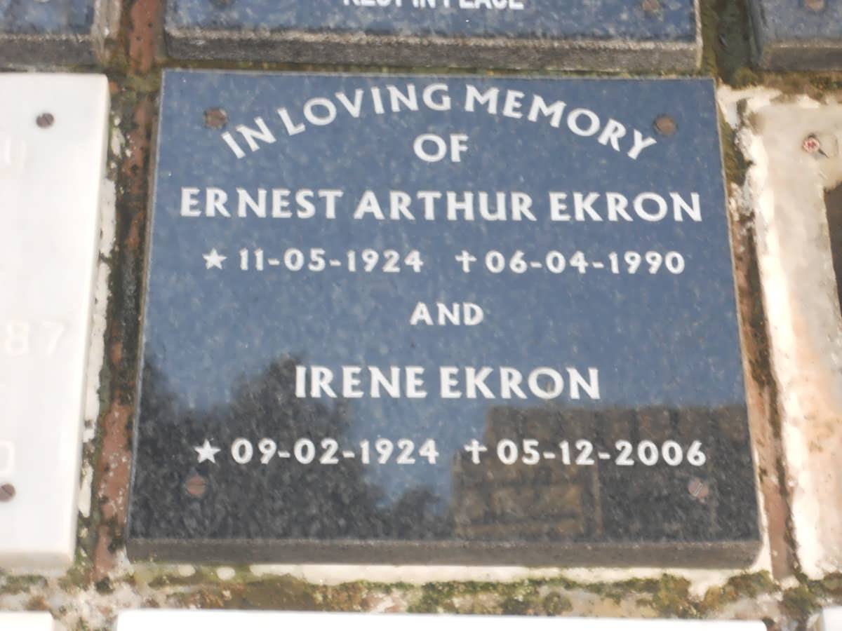 EKRON Ernest Arthur 1924-1990 &amp; Irene 1924-2006