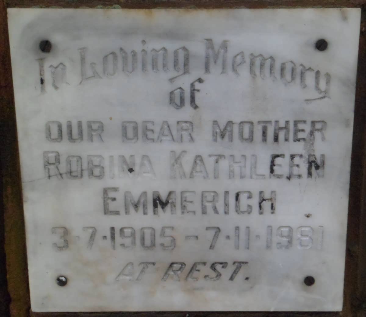 EMMERICH Robina Kathleen 1905-1981