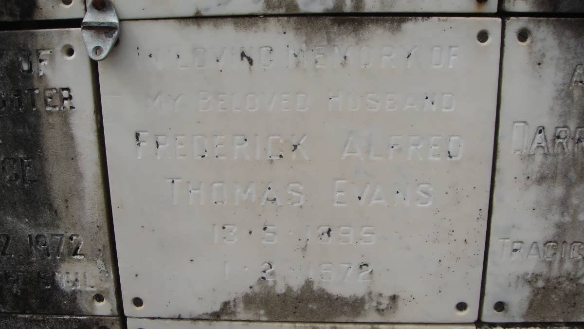 EVANS Frederick Alfred Thomas 1895-1972