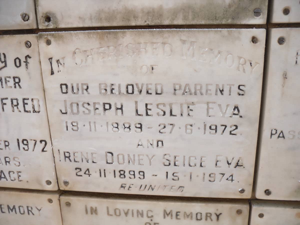 EVA Joseph Leslie 1889-1972 &amp; Irene Doney Seige 1899-1974