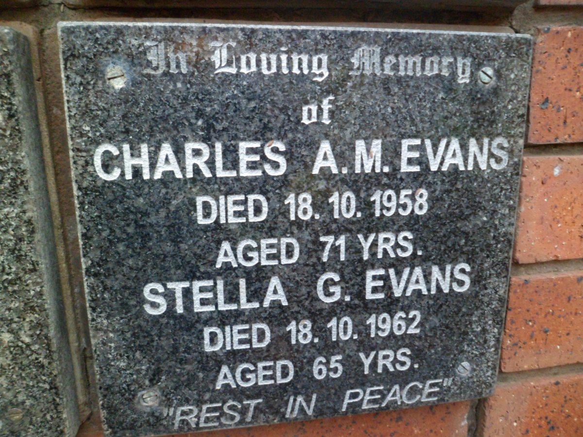 EVANS Charles A.M -1958 &amp; Stella G. -1962