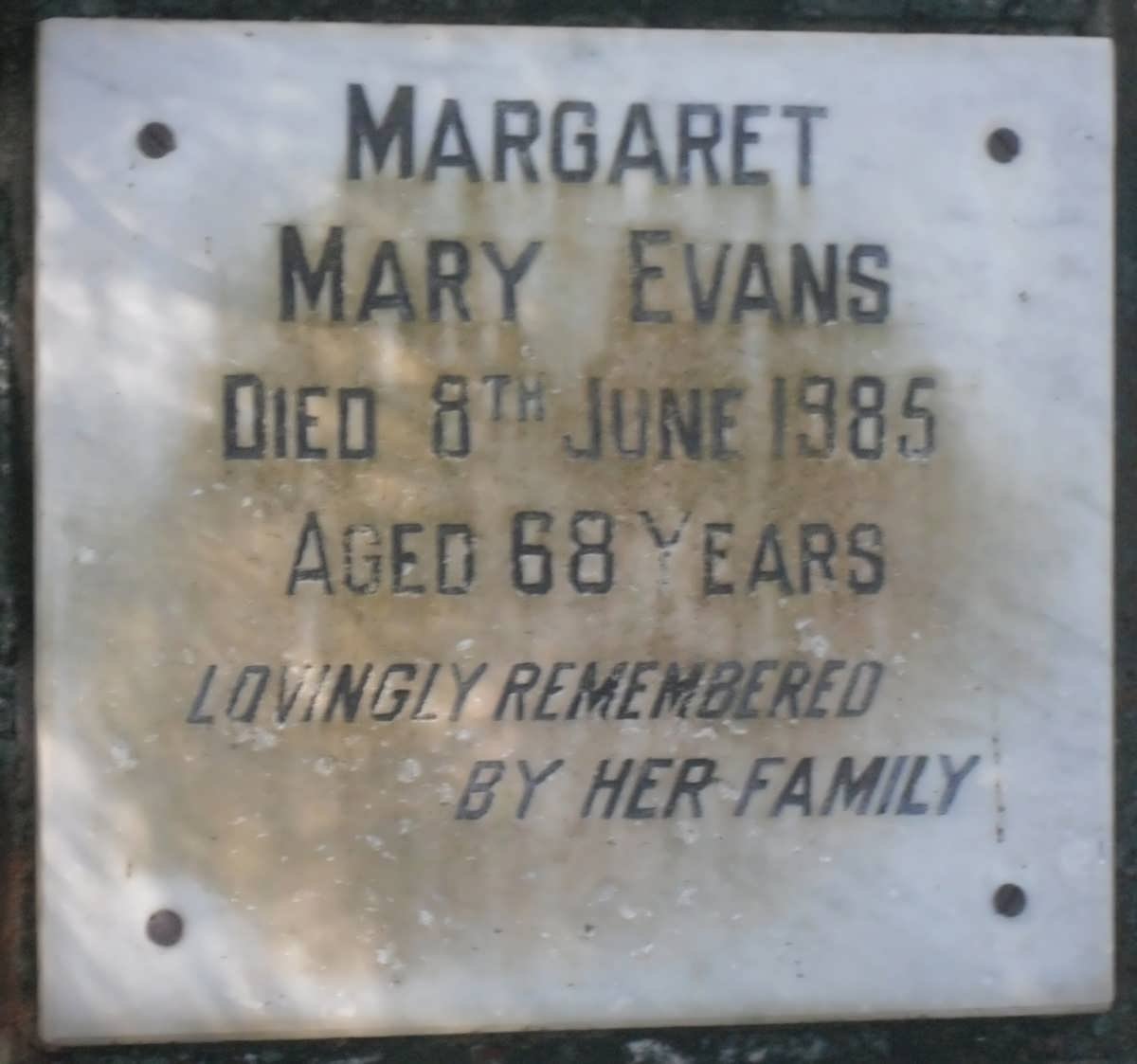EVANS Margaret Mary -1985