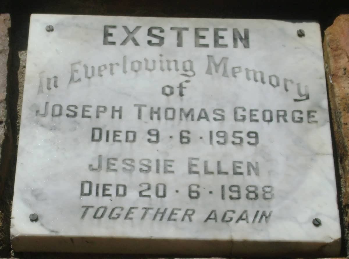 EXSTEEN Joseph Thomas George -1959 &amp; Jessie Ellen -1988